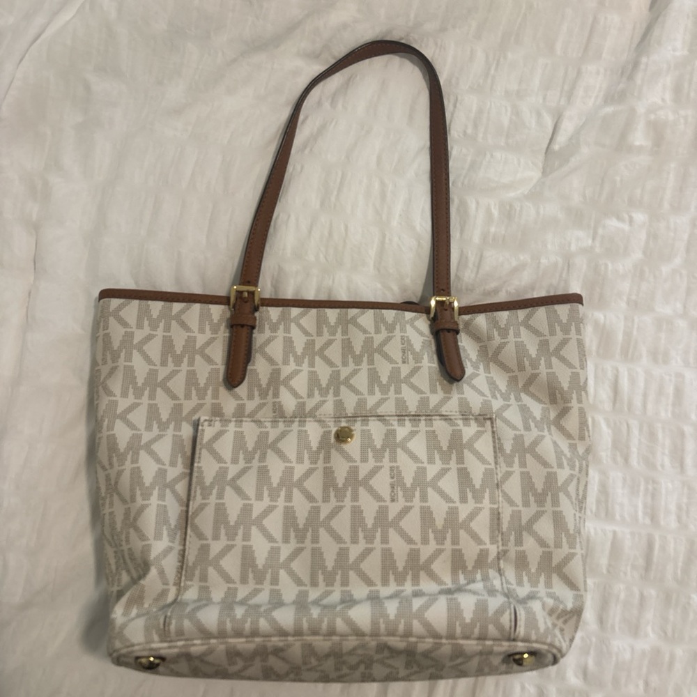 Michael Kors Beige and Brown Signature Tote